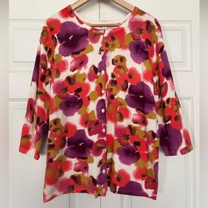 {Isaac Mizrahi Live!} Floral Watercolor Print Cardigan - Women's XL - NWT